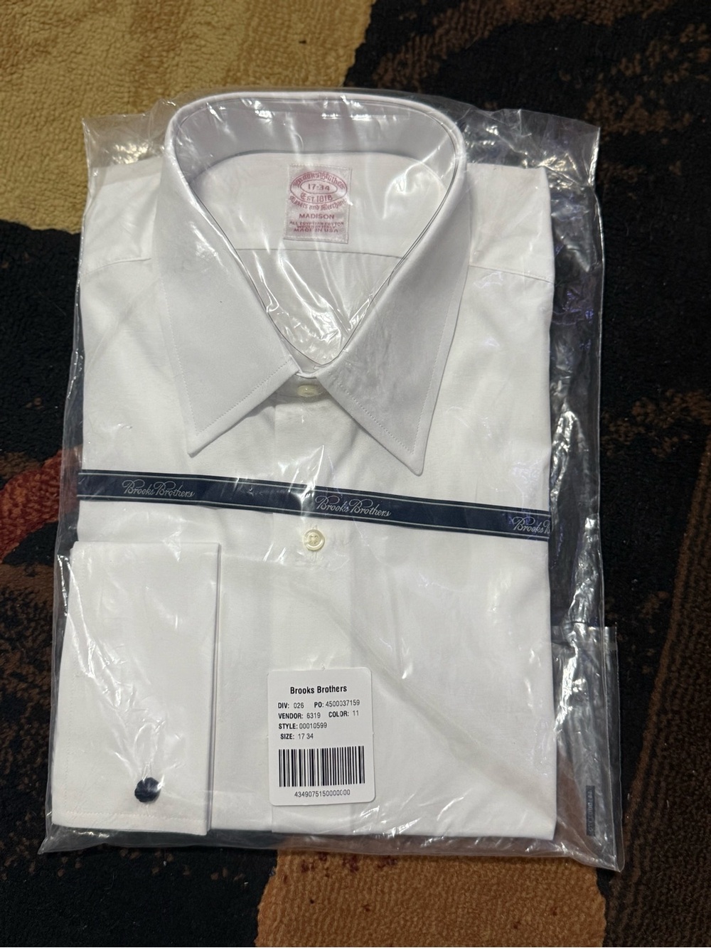Brooks Brothers White Dress Shirt with Point Collar